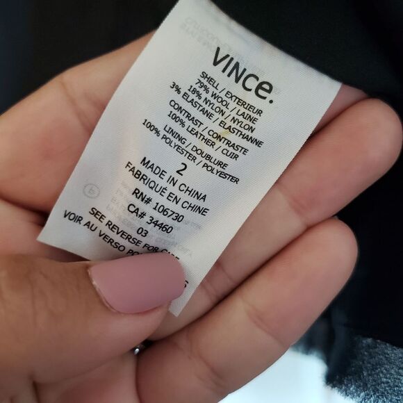 Vince lambskin leather and wool jacket boucle navy and black nwot size‎ 2 - Picture 8 of 10